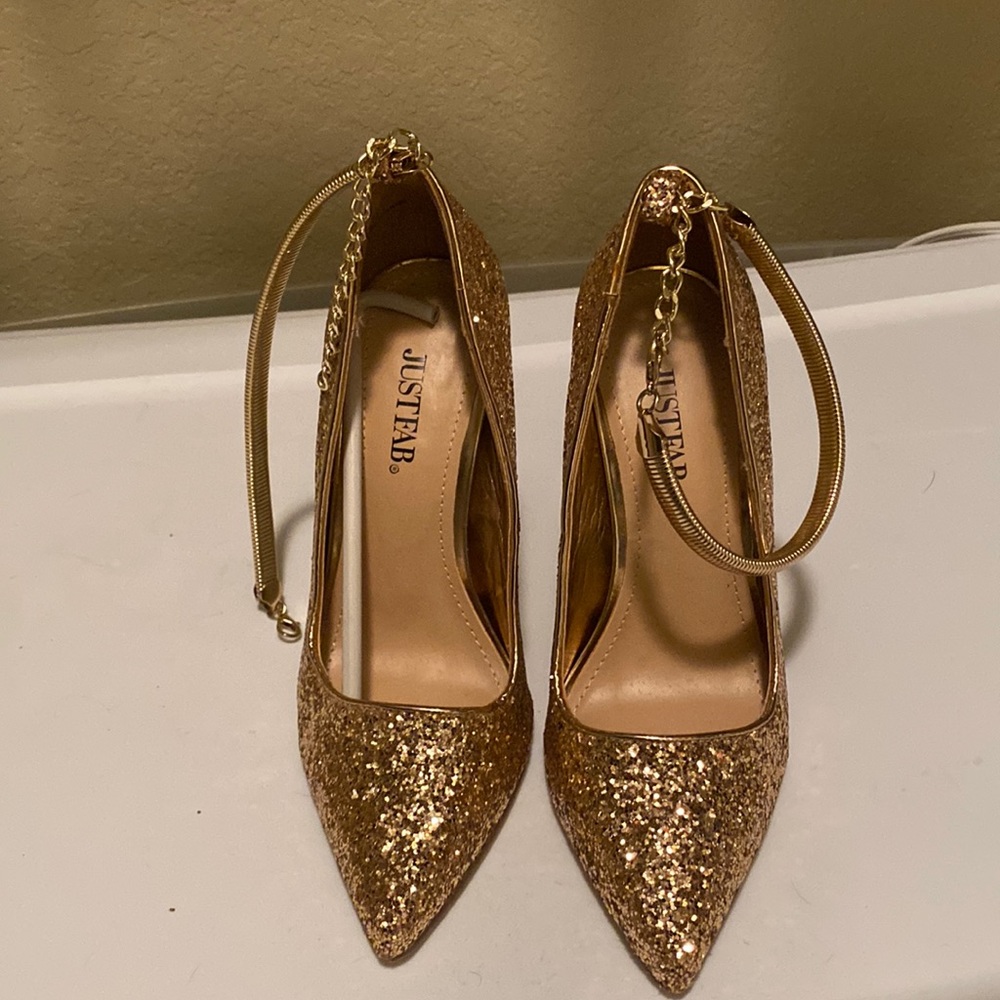 Just fab rose gold sparkle heels